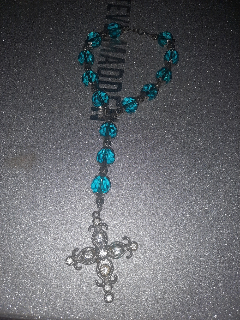 Teal Beaded Cross Pendant Braclet - Women Jewelry